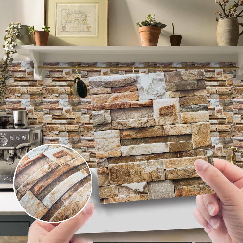 10 шт., наклейка на цементную, кирпичную, мраморную плитку, кухонный фартук, маслостойкая ванная комната, умывальник, пилинг и палка, водонепроницаемые художественные наклейки на стены