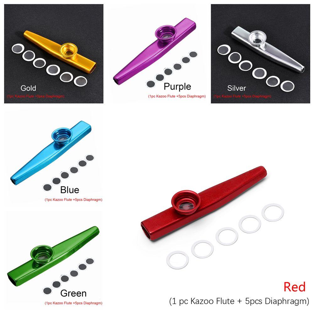 Party Aluminum Gift Children Kids Kazoo Flute 5 Pcs Diaphragm Harmonica Metal