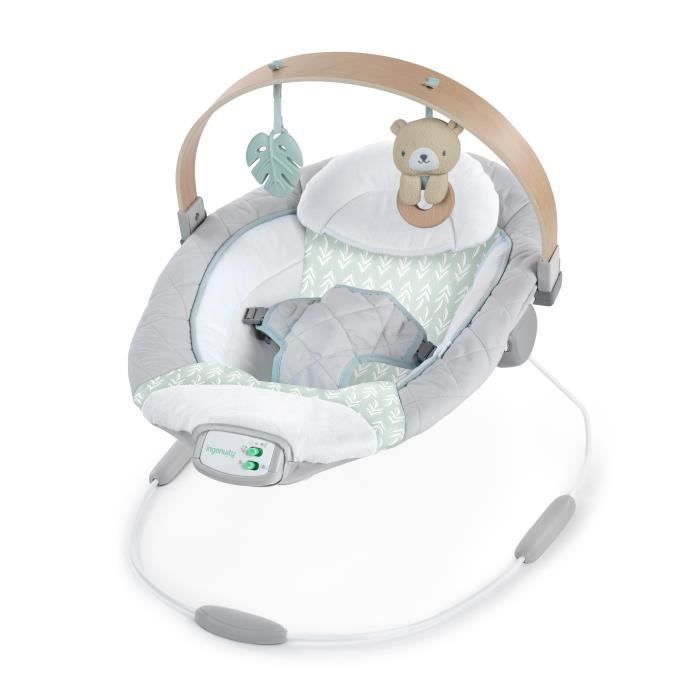 INGENUITY Transat bébé Nate l'Ourson avec arche d'éveil en bois, cadeau bébé