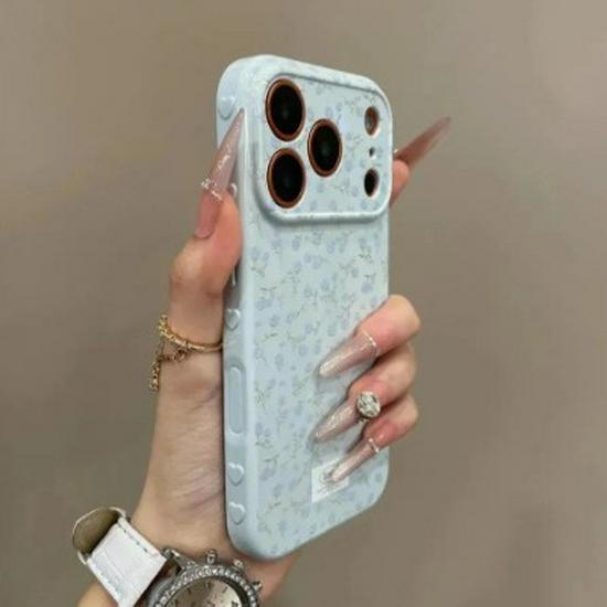 Большой мягкий чехол для Apple 17 Pro Max, Розовые цветы, Дизайн с сердцем, Полное покрытие для 14, 15, 16, 13P