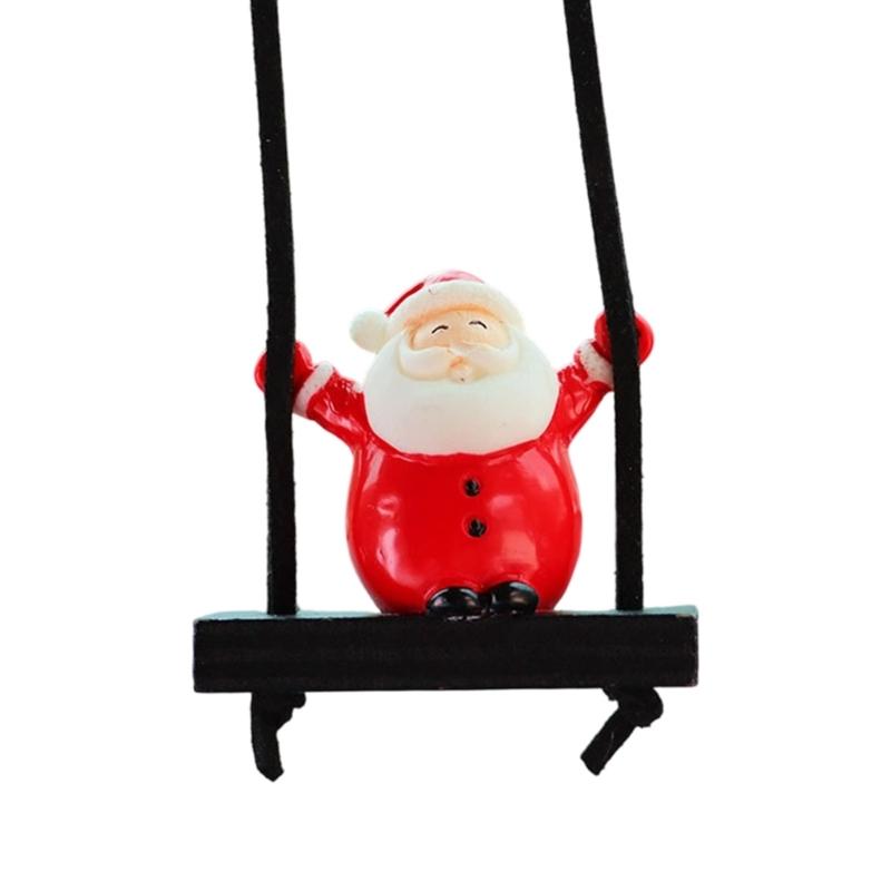 Festival Swinging Santa Auto Mirror Hanging Decoration Resin Christmas Ornament For Car Home Decoration
