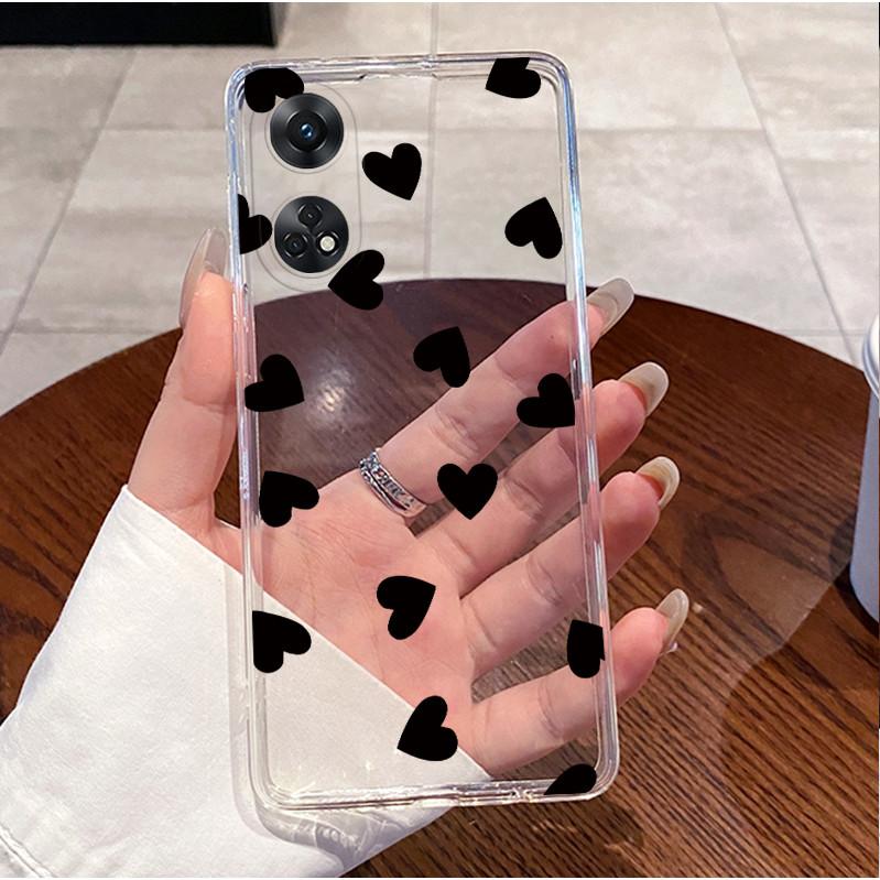 For OPPO Reno8 T 4G 5G Phone Case Clear Jelly Cover Cute Love Heart Rabbit Soft TPU Silicone for OPPO Reno 8T 5G Reno8 T Bumper