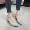 Aphixta Pointed Toe Shoes Women Pumps 7.5cm Career Square Heels Bling Work Office Party Shoes Super Big Size 49 50