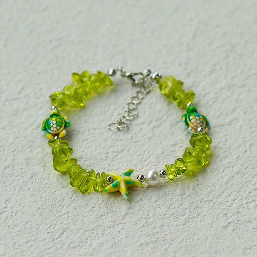 Handmade Seashell & Crushed Stone Bracelet with Lobster Clasp - Perfect Summer Travel Souvenir