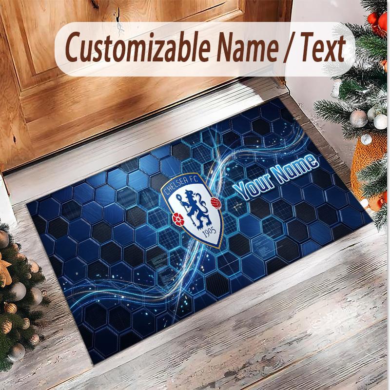 Personalized Crystal Velvet Carpet Chelsea FC Pattern Non Slip Floor Rug