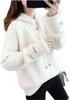J.STORE Women's Knit Hoodie, Long Sleeve, White, Simple and Stylish, Perfect for Loungewear, Everyday Wear, Basic, 5A-J07-WHL