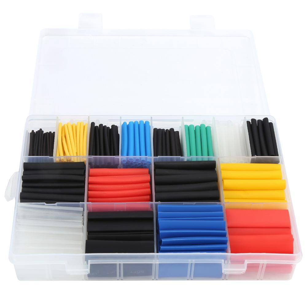 580 Pcs Insulation Shrinkable Tubes Assortment Shrink Ratio 2:1 Wire Cable Sleeve  Electrician