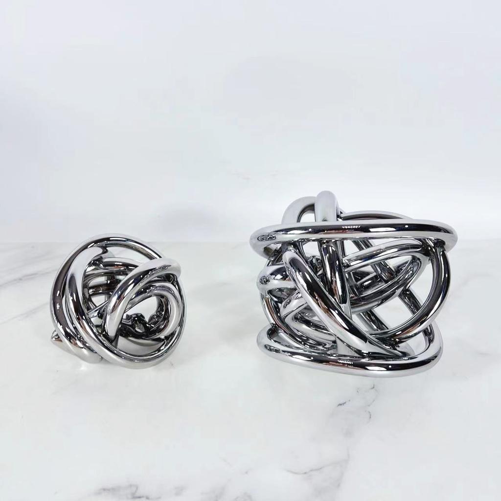 Серебряная Стеклянная Сфера Намотанная Катушка Полая Шерстяной Шар Ручной Работы Геометрическая Сфера Декоративные Фигурки Аксессуары для Украшения Дома