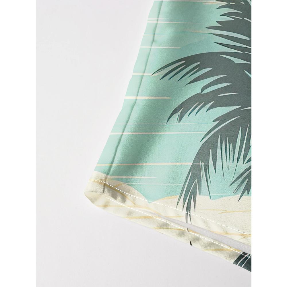 Мужская футболка с пряжкой, короткий рукав, уличный стиль, узор с изображением кокосовой пальмы, гавайская летняя рубашка, топ для пляжного отдыха