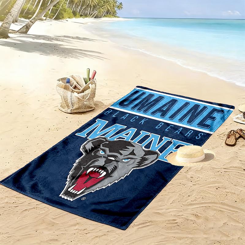 Maine Black Bears Print Beach Towel, Large Soft Quick Dry Towel for Beach Camping Swimming