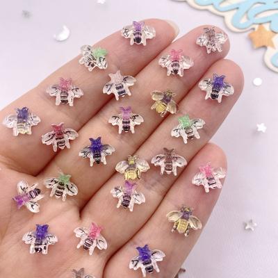 60 шт. микс из смолы мультфильм красивая красочная пчела плоская задняя часть стразы искусство ногтей DIY свадебная аппликация декор DIY товары для творчества