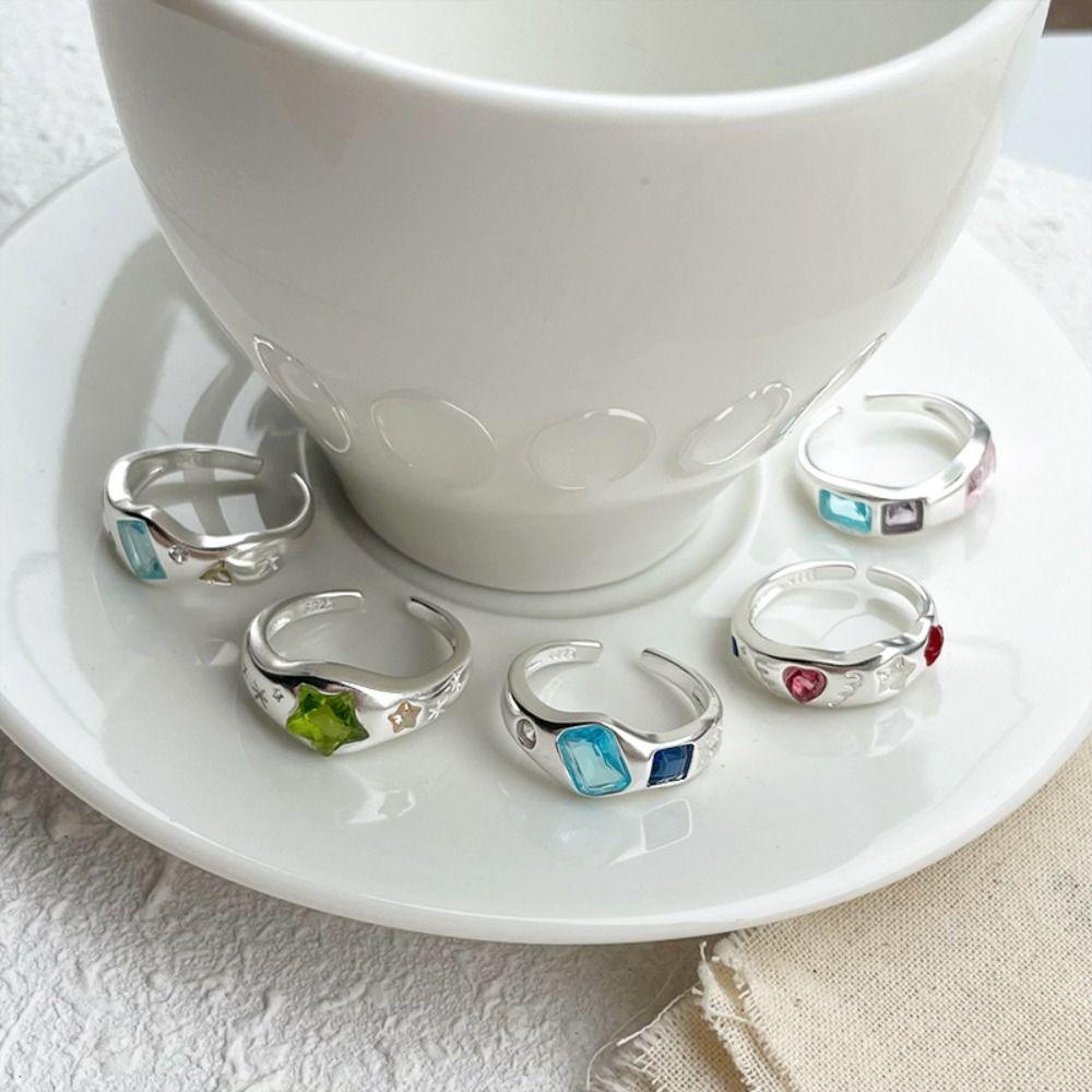 Simple Design Zircon Ring Minimalist Handmade Gemstone Ring Opal Ring  Party Jewelry