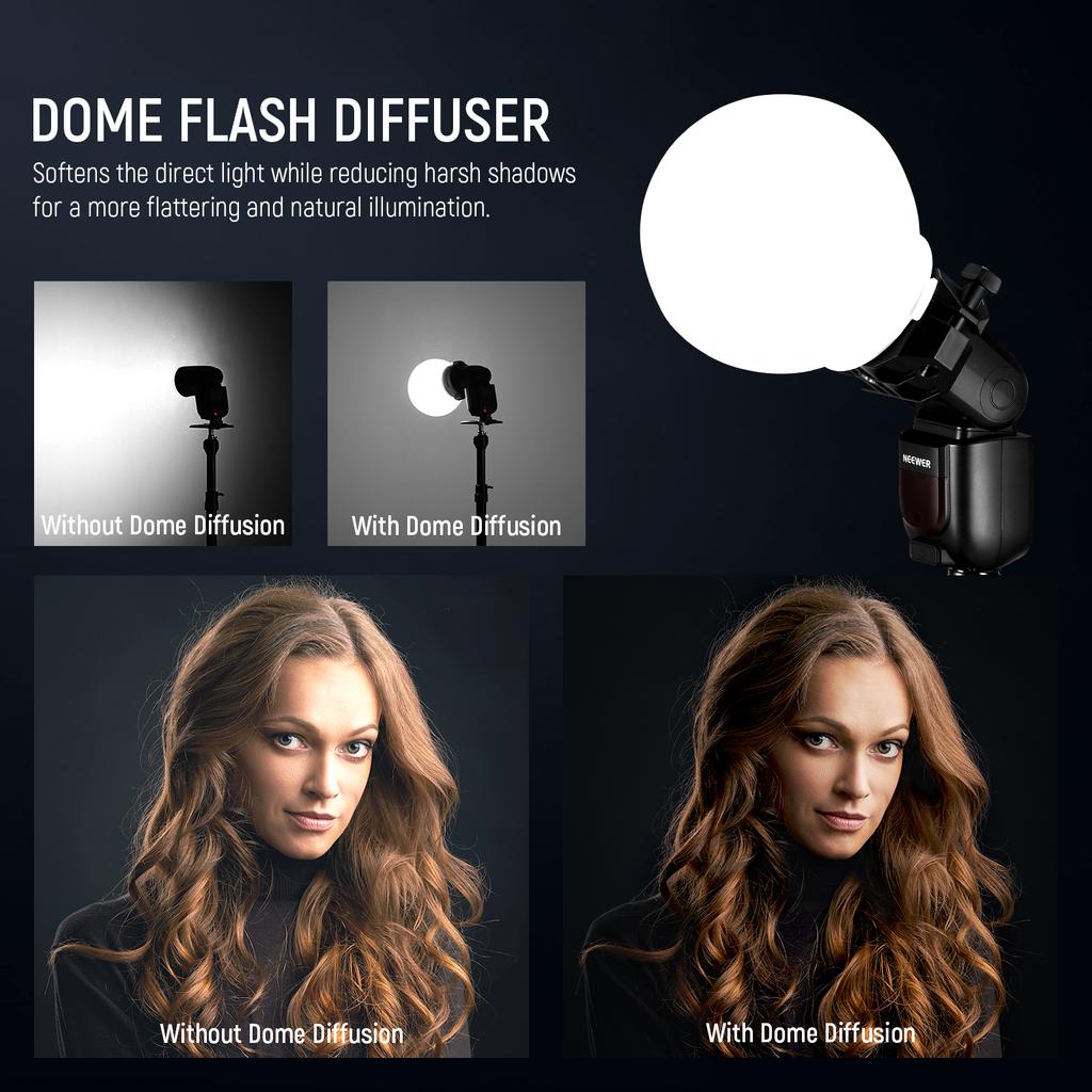 NEEWER CRS6 Softbox Diffusion Dome with 3 Adapter Rings For Godox V1 NEEWER Z1 Z2 Round Head Flash and Square Speedlite Z760