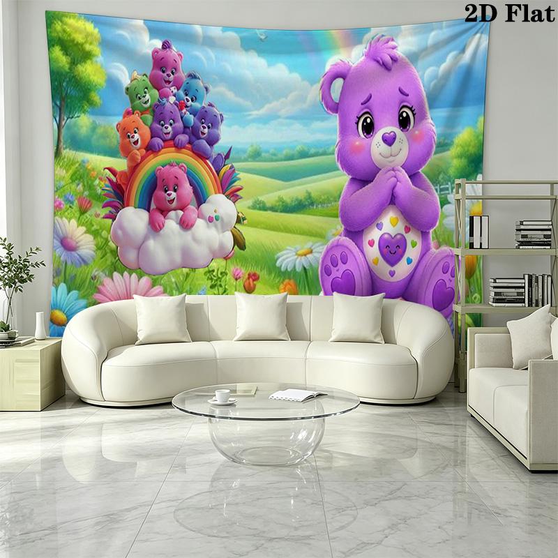 Cartoon Care bears Wall Tapestry Aesthetic Wall Hanging Printed Fabric Blanket Decorative Tapestries for Bedroom Living Room Home Decor