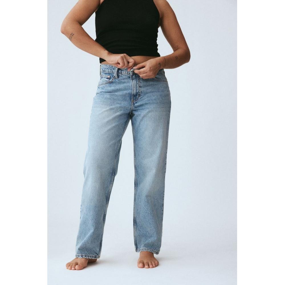 H M 90s Low Rise Baggy Jeans ligHt deniM Blue