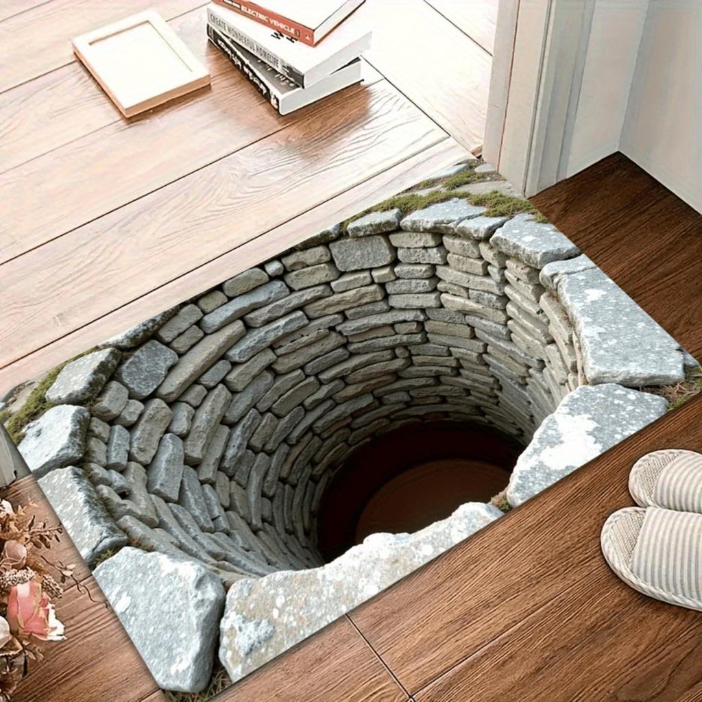 Бесконечная Бездна 3D-печатный противоскользящий коврик, текстура под камень, легкий и складной, для помещений и улицы, ванной, кухни, гостиной
