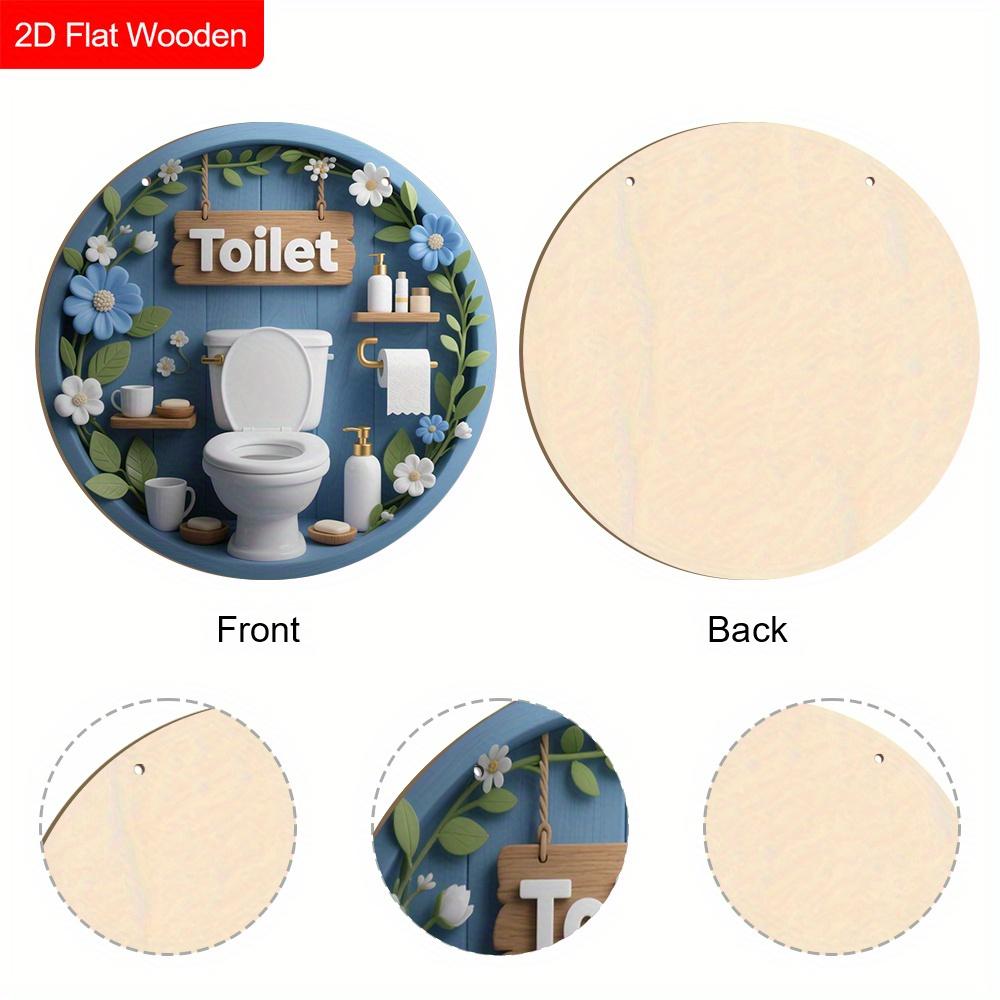 Rustic Wooden Toilet Sign - Charming Figurine Ornaments for Toilet Door, Wall, Room Decor