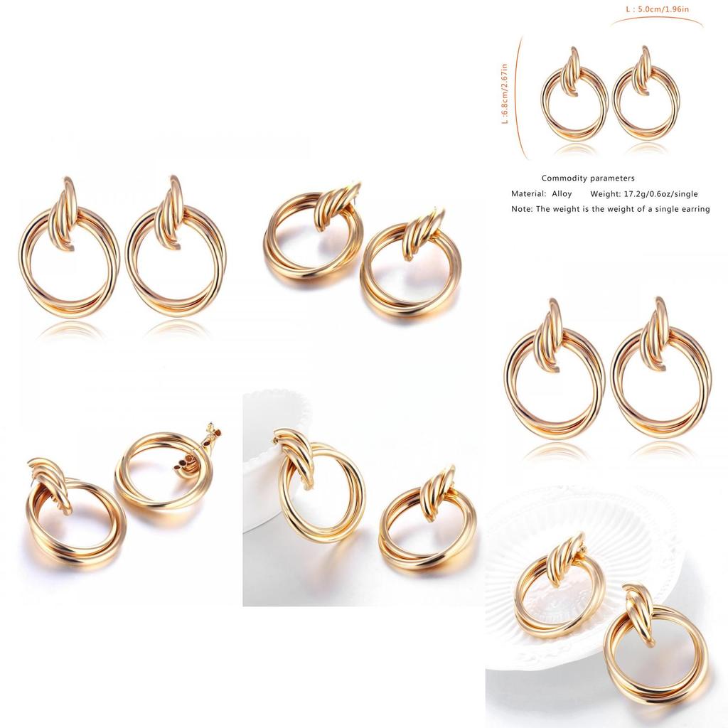 Unique Round Alloy Earrings For Women Modern European Style Perfect Gift Option