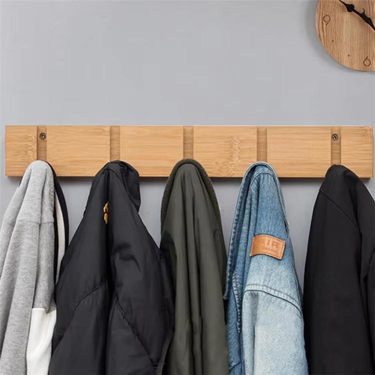Eco Friendly Custom Logo Foldable Wall Coat Hooks With Bamboo Board