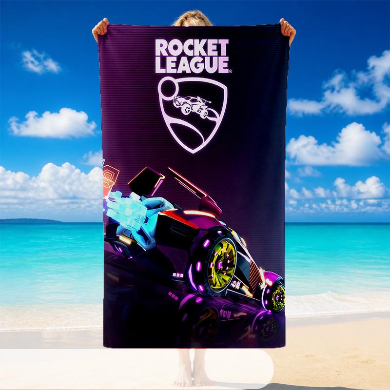 Быстросохнущее пляжное полотенце с рисунком Rocket League, Легкое впитывающее полотенце для бассейна, пляжа, отпуска