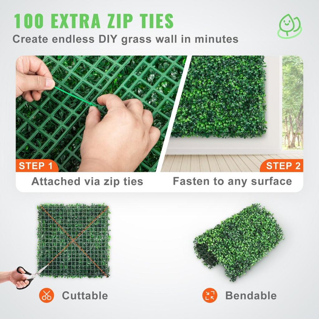 Artificial Boxwood Panel UV 24pcs Boxwood Hedge Wall Panels Artificial Grass Backdrop Wall 20" X 20" 4 cm Green Grass Wall Fake Hedge for Decor