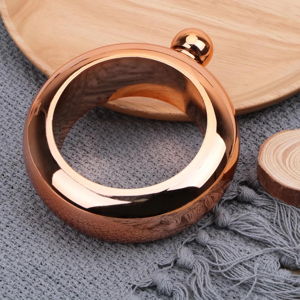 Мини-фляга для виски из нержавеющей стали - Портативная круглая бутылка, полированная отделка, идеально подходит для использования на открытом воздухе, в качестве подарка на выпускной и День отца