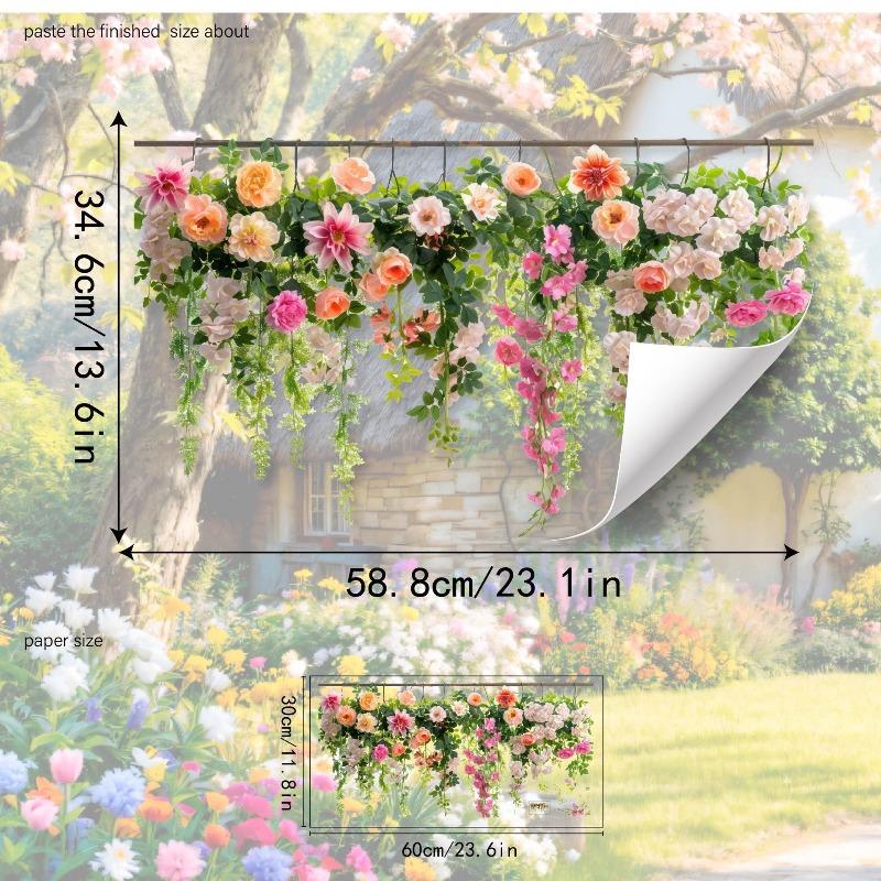 Красочные цветы и бабочки Электростатическая наклейка на стену для окон