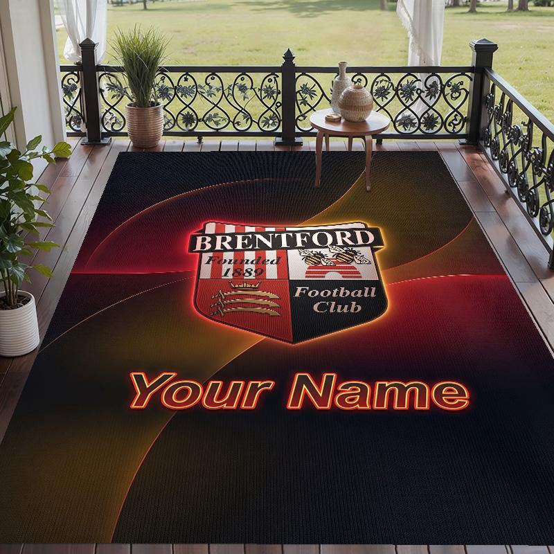 Custom Text Printed Rug Brentford Football Non Slip Floor Carpet For Home Room Decor