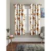 2 Pieces Abstract Flower Eyelet Polyester Window Curtains - Brown