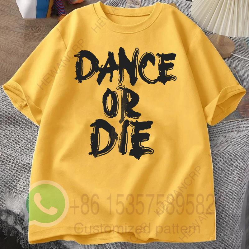 Футболка Dance or Die Мужской спортивный костюм Хлопок Повседневная спортивная одежда Круглый вырез Пуловер Короткий рукав Топы Дышащая Летняя уличная одежда