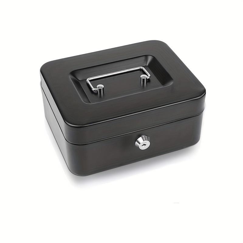 Металлический денежный ящик с ключевым замком - Безопасное хранение монет и копилка для офиса/дома, Включает ручку
