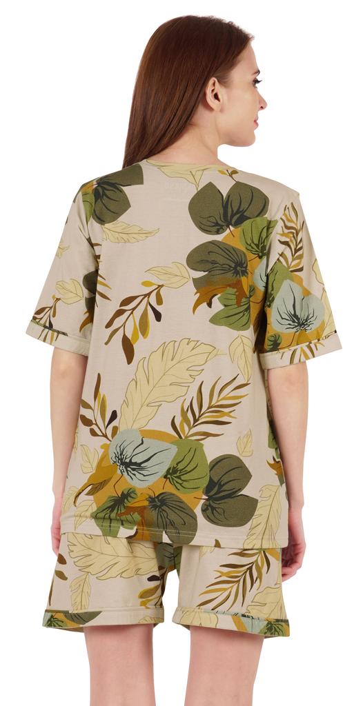 Inkmeso Printed Nightwear Shorts Set For Women Top And Short Sleepwear Sets 2