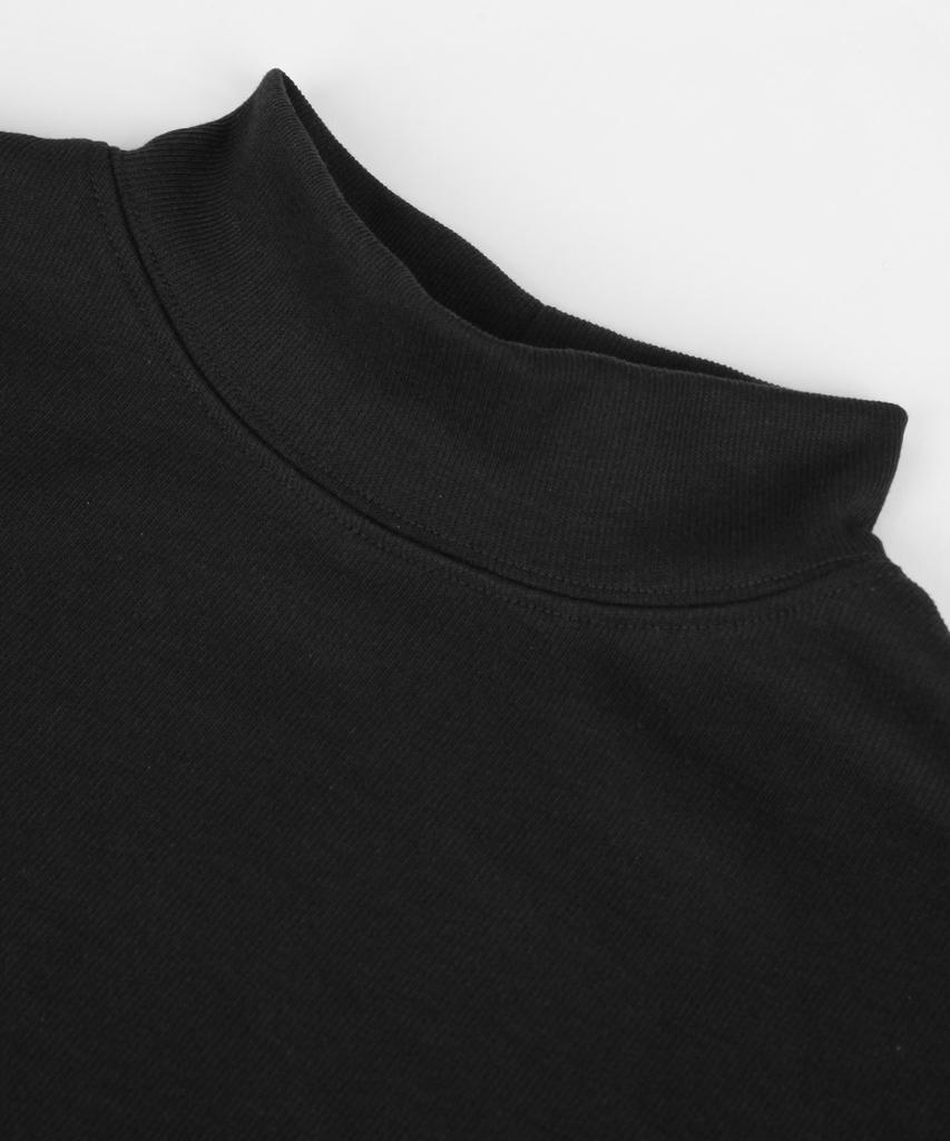 ORIGINALDAY Soft Mock Neck Long Sleeve T-Shirt Black