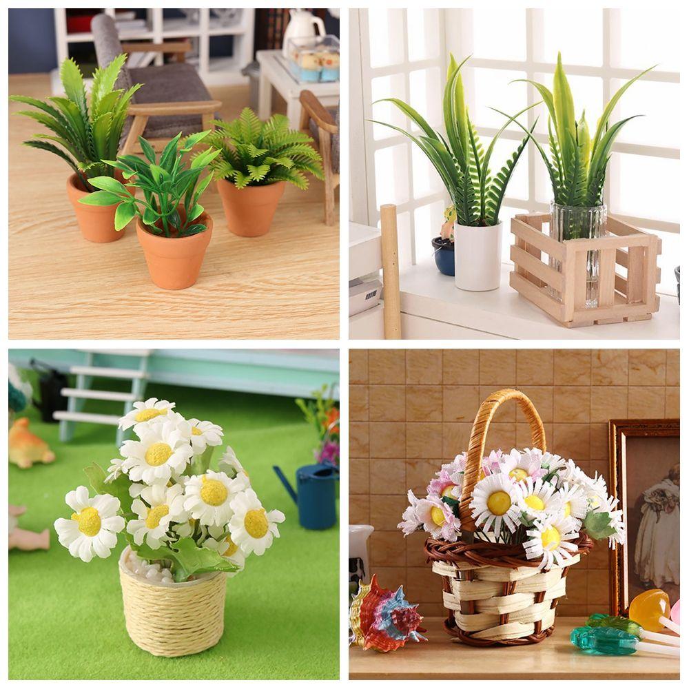 Scenery Model Dollhouse Plant Potted Doll Accessories Mini Floral Basket Miniature Greenery Bonsai