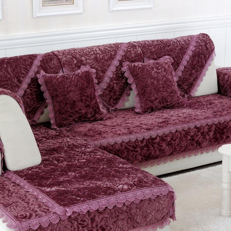 Зимняя подушка для дивана, простой универсальный чехол для дивана, тканевый нескользящий чехол, утолщенная плюшевая универсальная подушка