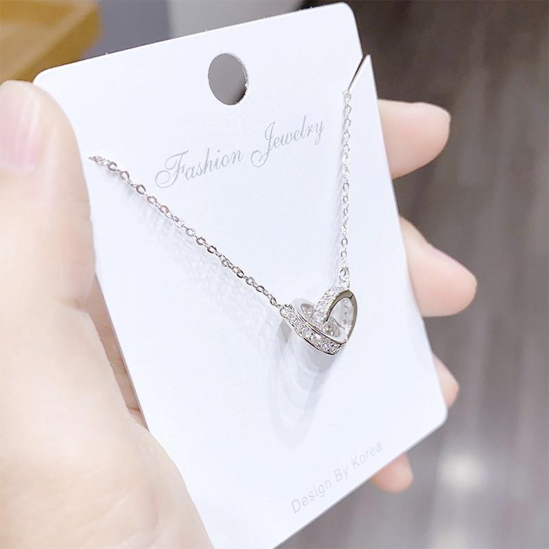 Женское ожерелье из розового золота с пряжкой, набор из двух колец, короткая цепочка-воротник