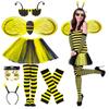 Tutu Skirt Bumblebee Costume Striped Knee Stocking Honey Bee Costume Bee Costume Set  For Women