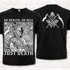 Death with Scythe Black T-Shirt, No Heaven No Hell Just Death. 666, Grim Reaper.