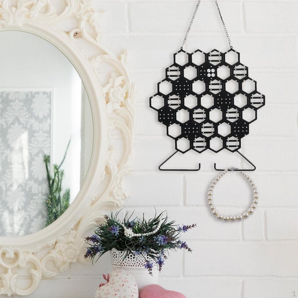 Honeycomb Earring Wall Holder Organizer,Hanging Jewelry Display Storage Rack for Earrings Hoop