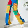 Personality American Dazzling Street Panels Ins Raw Edges Versatile High-waisted Loose Straight-leg Denim Trousers Women