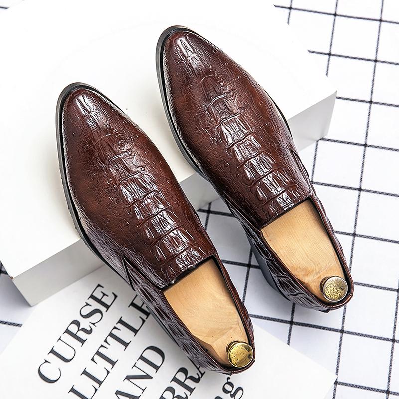 Свадебные туфли-броги из натуральной коровьей кожи, мужские повседневные туфли на плоской подошве, винтажные туфли-оксфорды ручной работы, мужские туфли с крокодиловым узором и острым носком