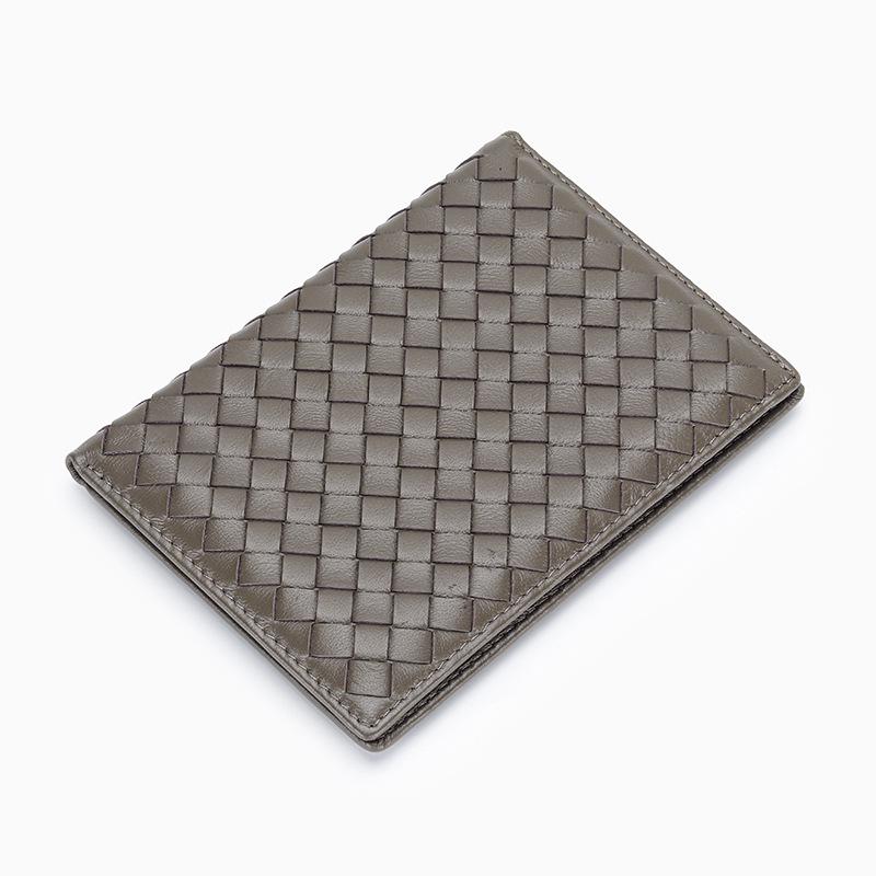 Sheepskin Woven Passport Holder: Women's Genuine Leather Multi-Card Slot Vertical Wallet