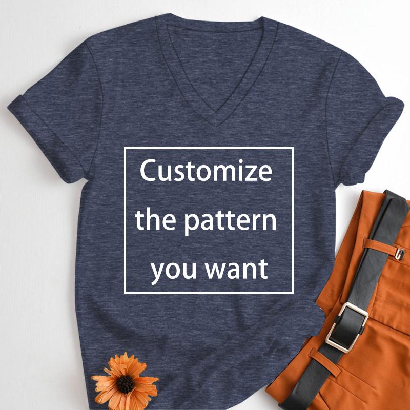 2024 Fashion Customized TShirts Women Men Harajuku Vneck Tshirt Summer Short Sleeve Tops Tees DIY Graphics Unisex Shirts