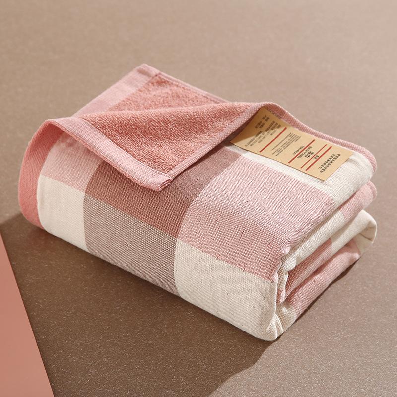 Японские минималистичные клетчатые марлевые полотенца, домашние тканевые полотенца, парные полотенца для лица, полотенца для лица для взрослых, банные полотенца