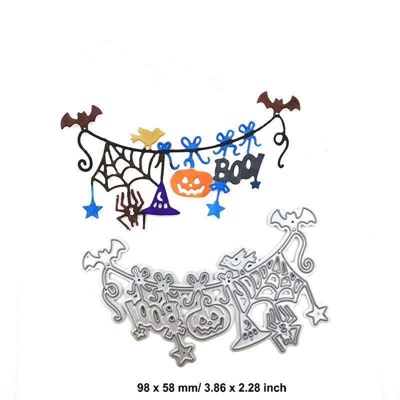 Счастливый Хэллоуин, вырубные штампы, металлический трафарет, сделай сам, скрапбукинг, альбом, бумажная карта, тиснение, ремесленный декор, художественная высечка, тыква, призрачное дерево