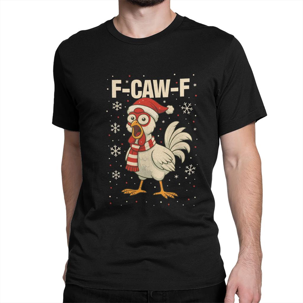 F Caw F Петух Смешная Птица Fcawf Курица Футболки Мужская Мода Хлопковая Футболка Круглый Вырез Короткий Рукав Футболка Большие Размеры Одежды