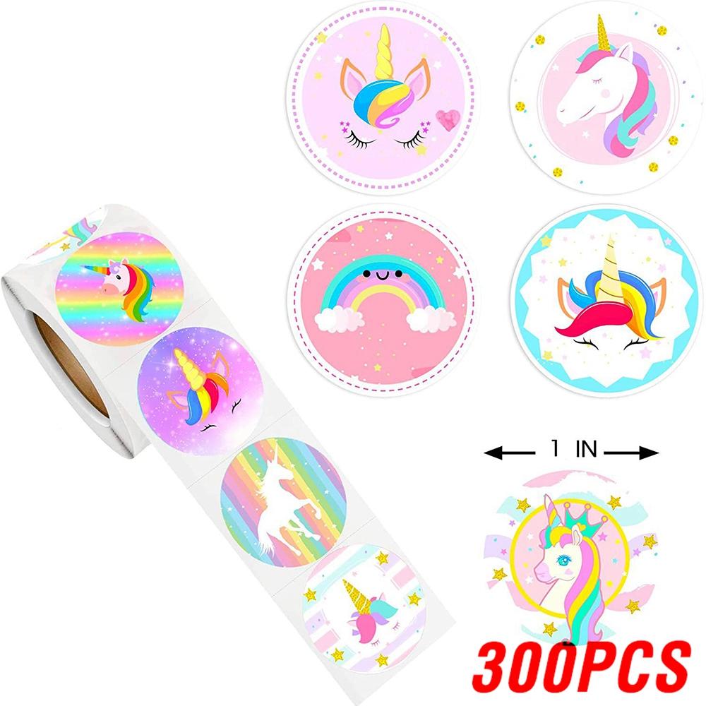 100-500 шт., наклейка с единорогом из мультфильма, детская наградная наклейка, подарочная декоративная этикетка, поощрение учителя, студенческие канцелярские наклейки