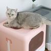 Кошачий лоток большой пластиковый непроливающийся кошачий туалет розовый
