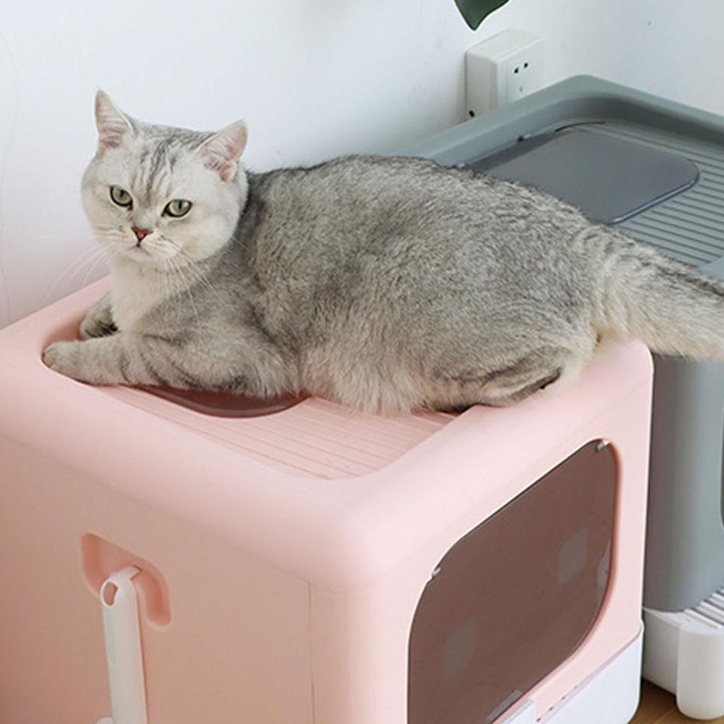 Кошачий лоток большой пластиковый непроливающийся кошачий туалет розовый