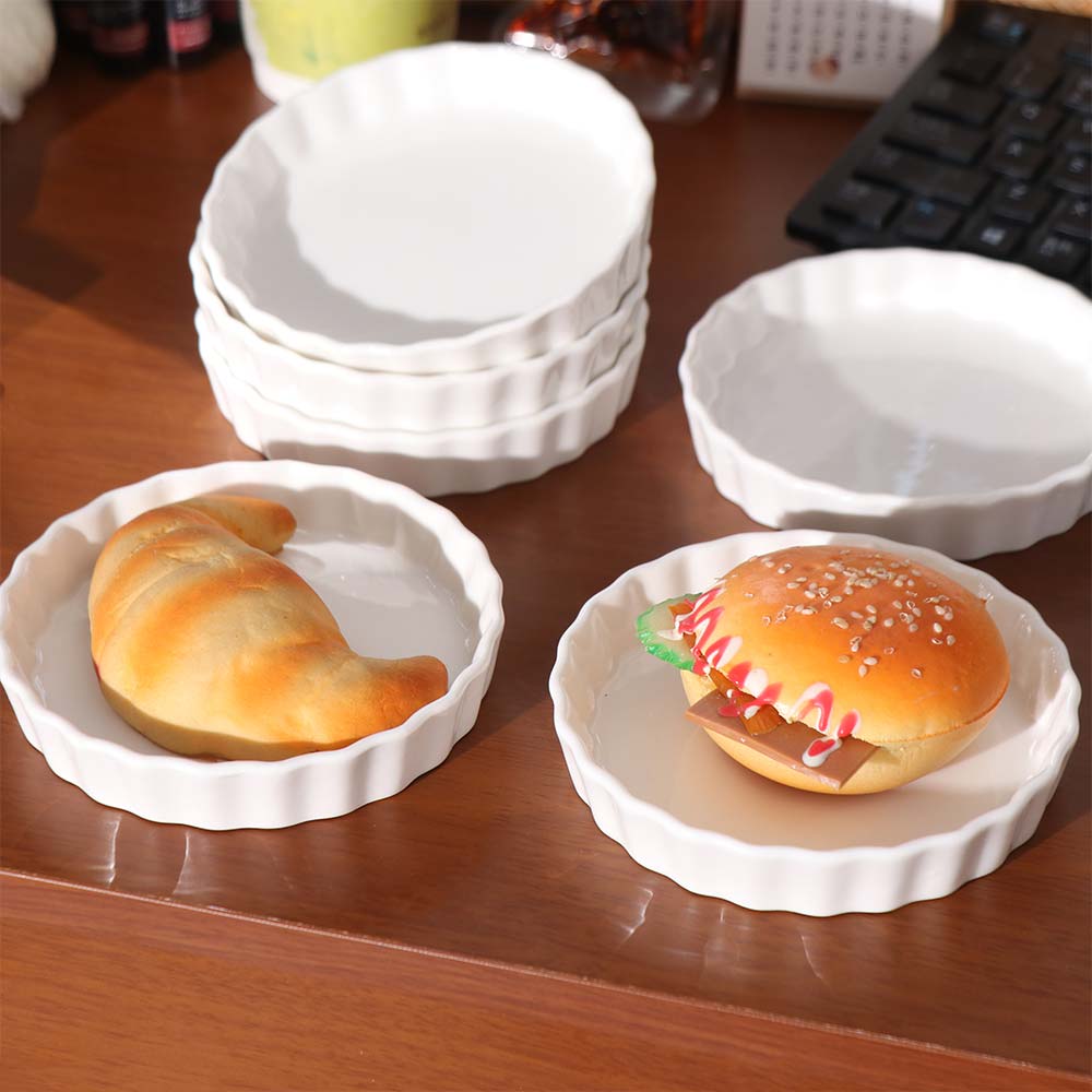 6pcs Shallow Tart Baking Pan Round Pie Baking Tray Creme Brulee Ramekins Bakery